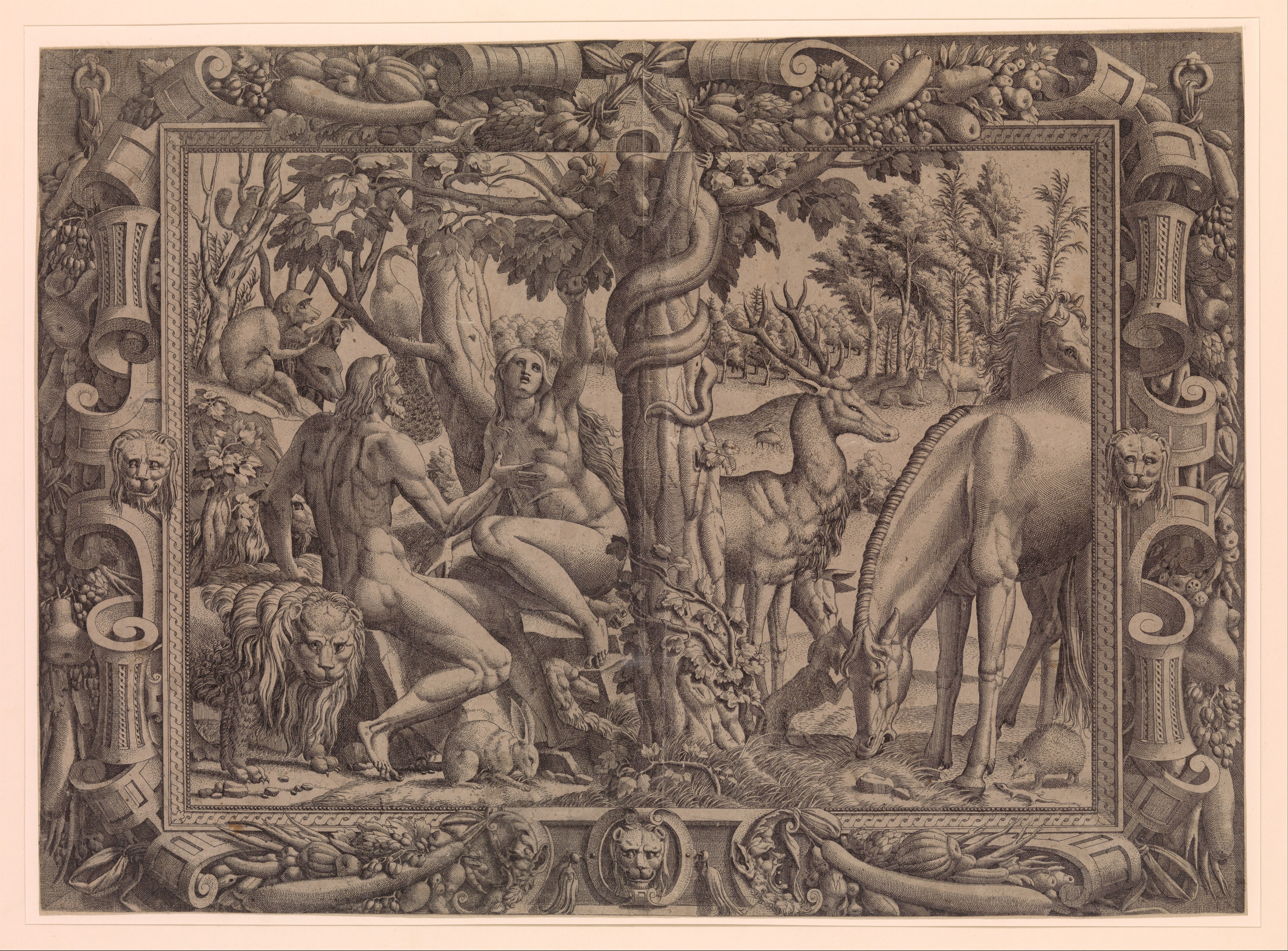 Adam and Eve Temptation Engraving