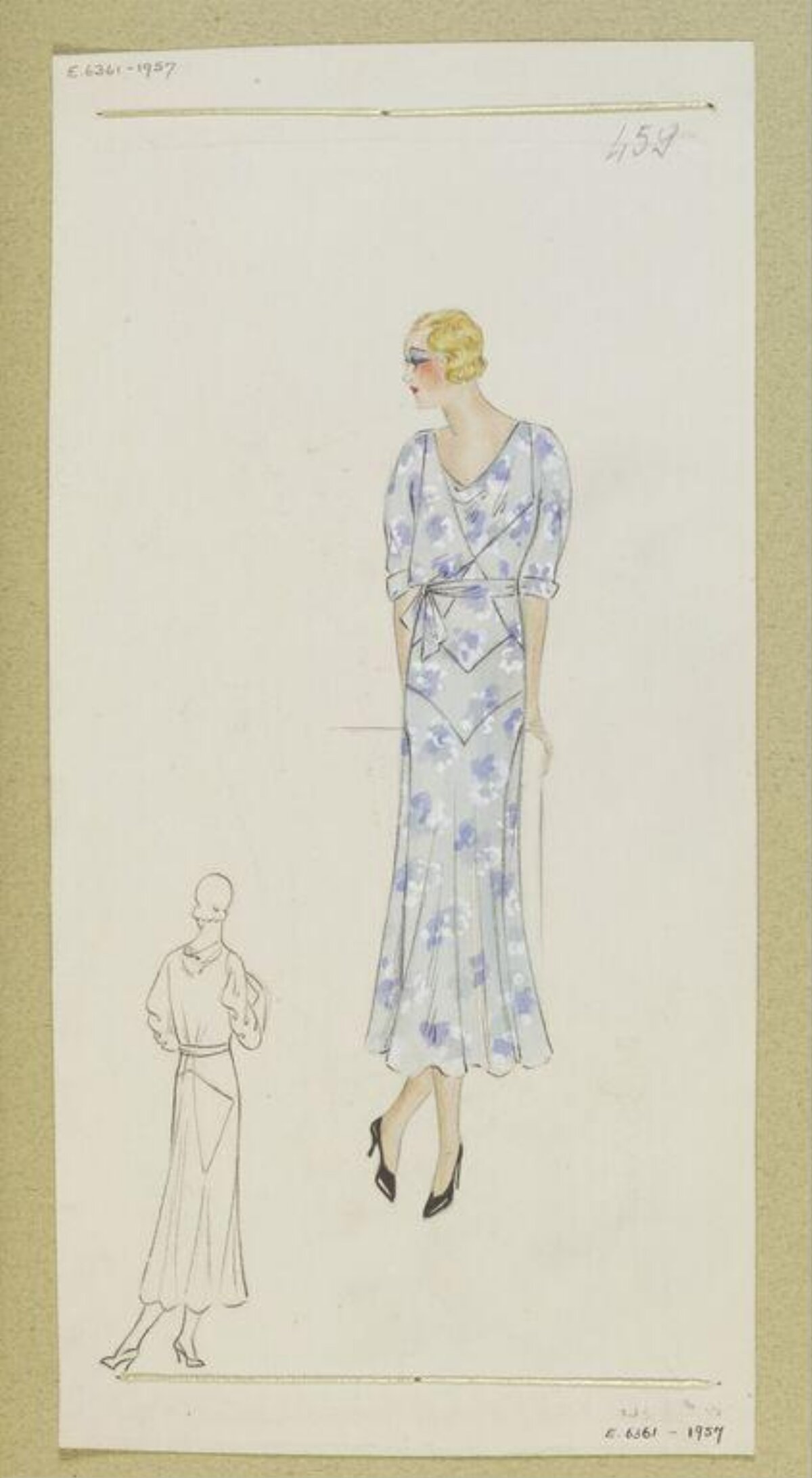 Vintage Floral Dress Fashion Sketch