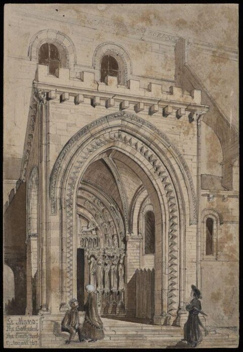 Le Mans Cathedral North Porch Sketch