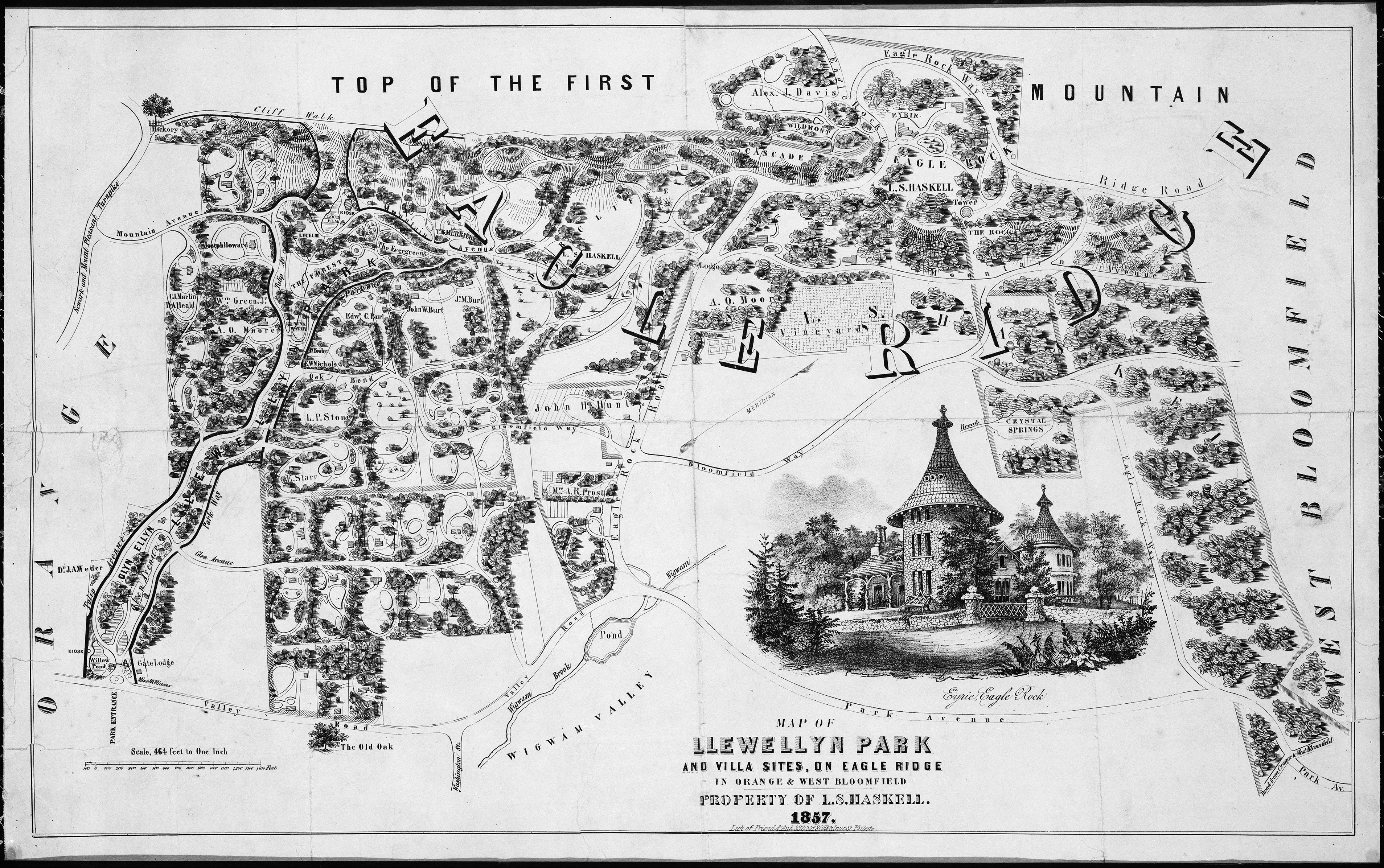 1857 Map of Llewellyn Park — Maps