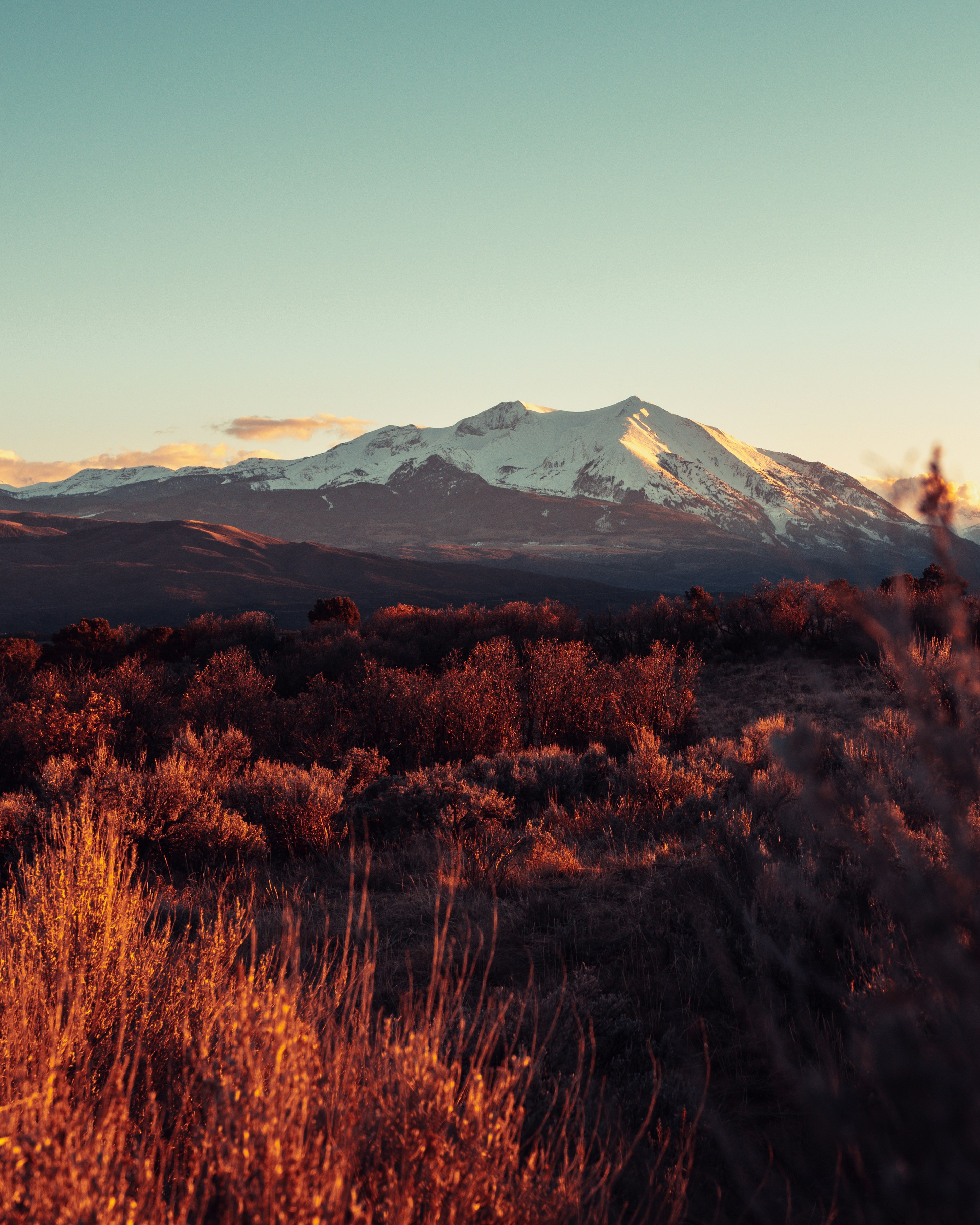 Sunset Over Snow-capped Mountain