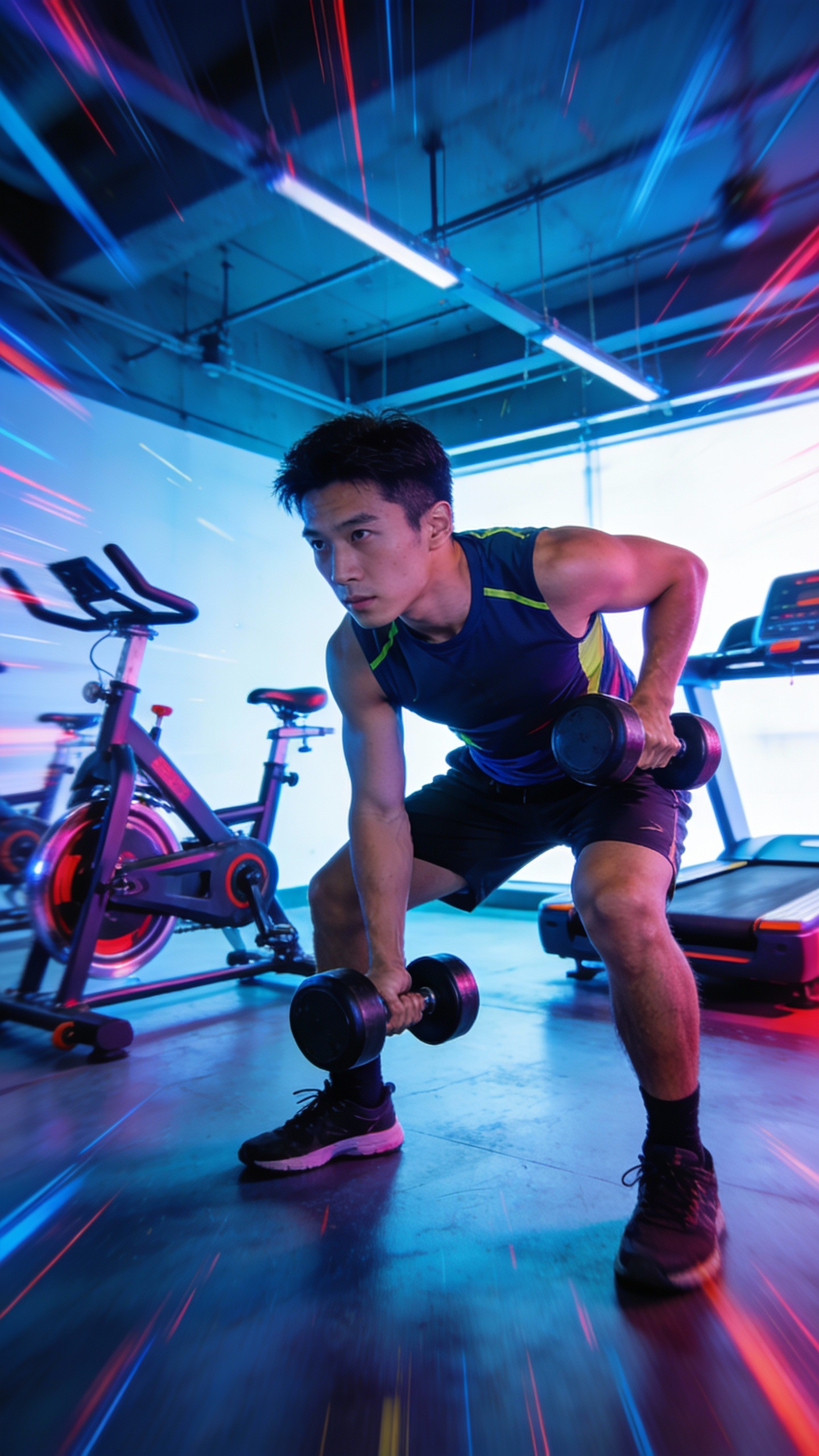 Man Doing Dumbbell Workout In Gym