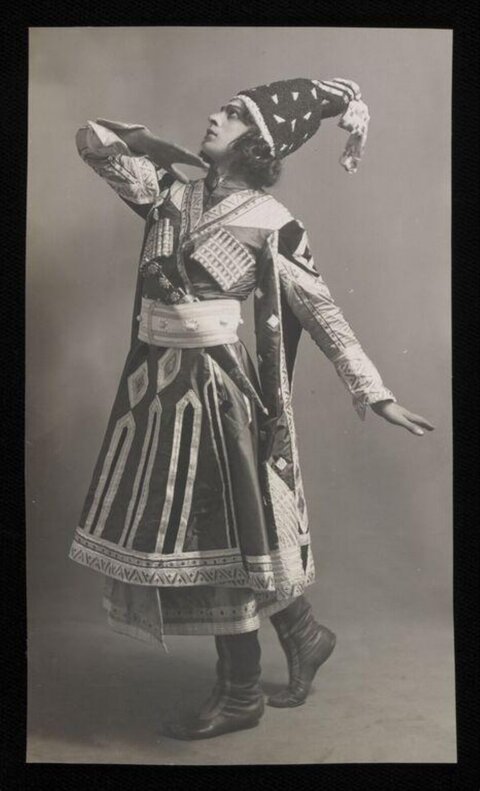 Vintage Dancer in Traditional Folk Costume