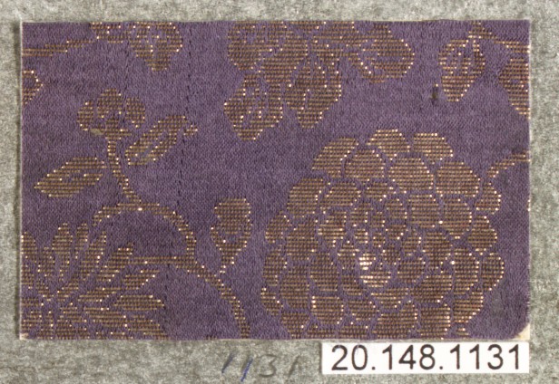 Purple Floral Woven Textile Fragment