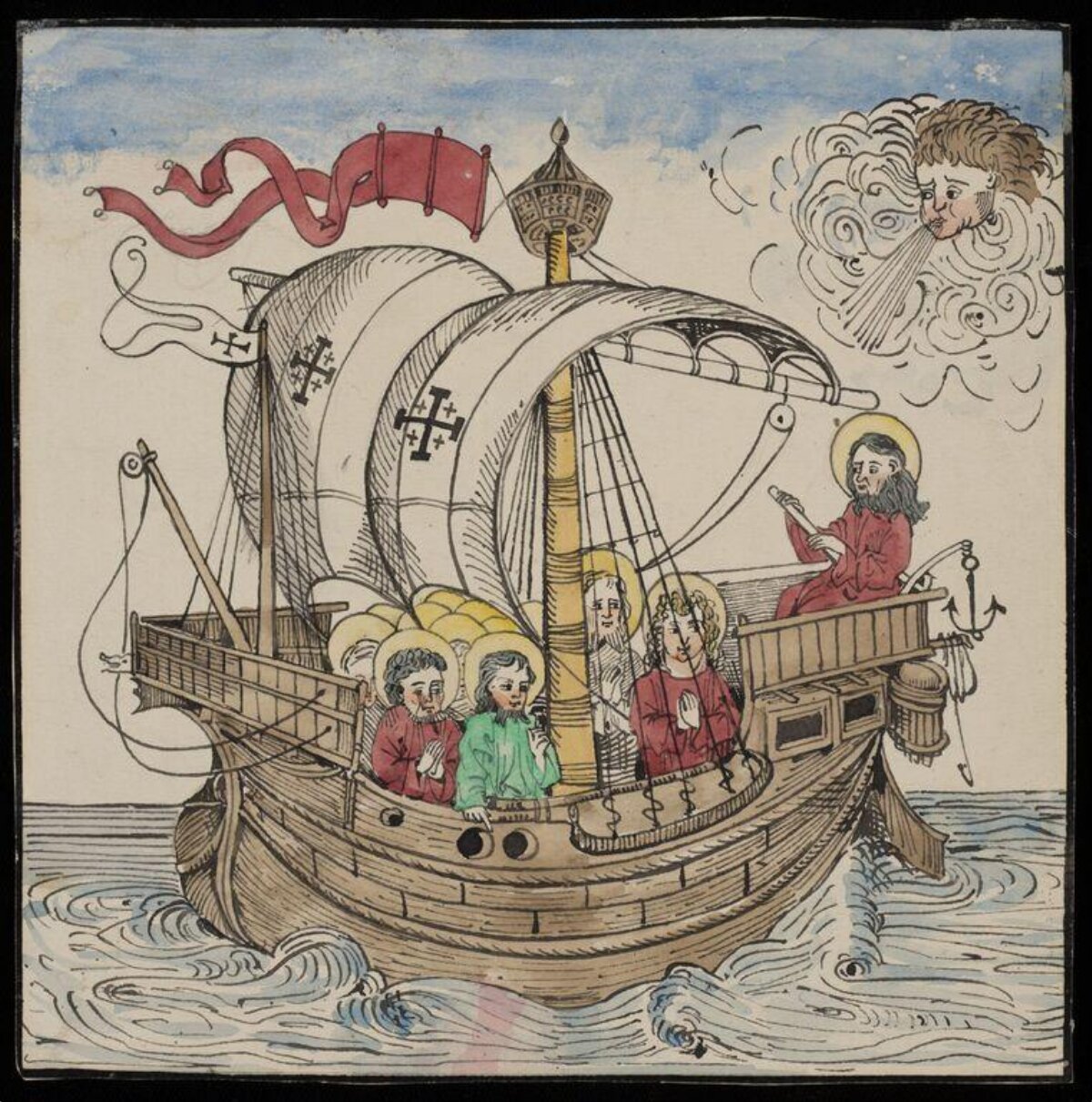 Medieval Ship Carrying Jesus and Disciples