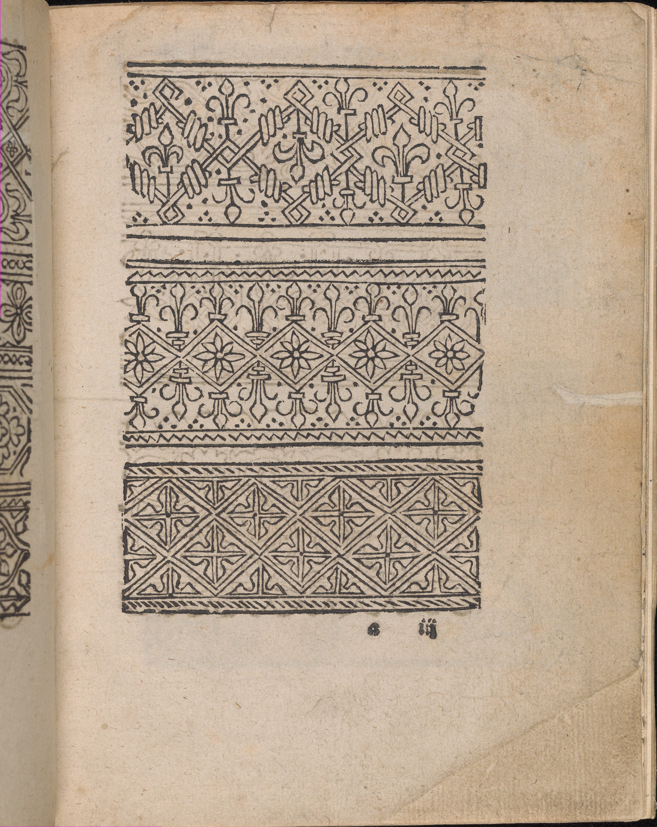 Antique Geometric Ornament Print on Old Paper