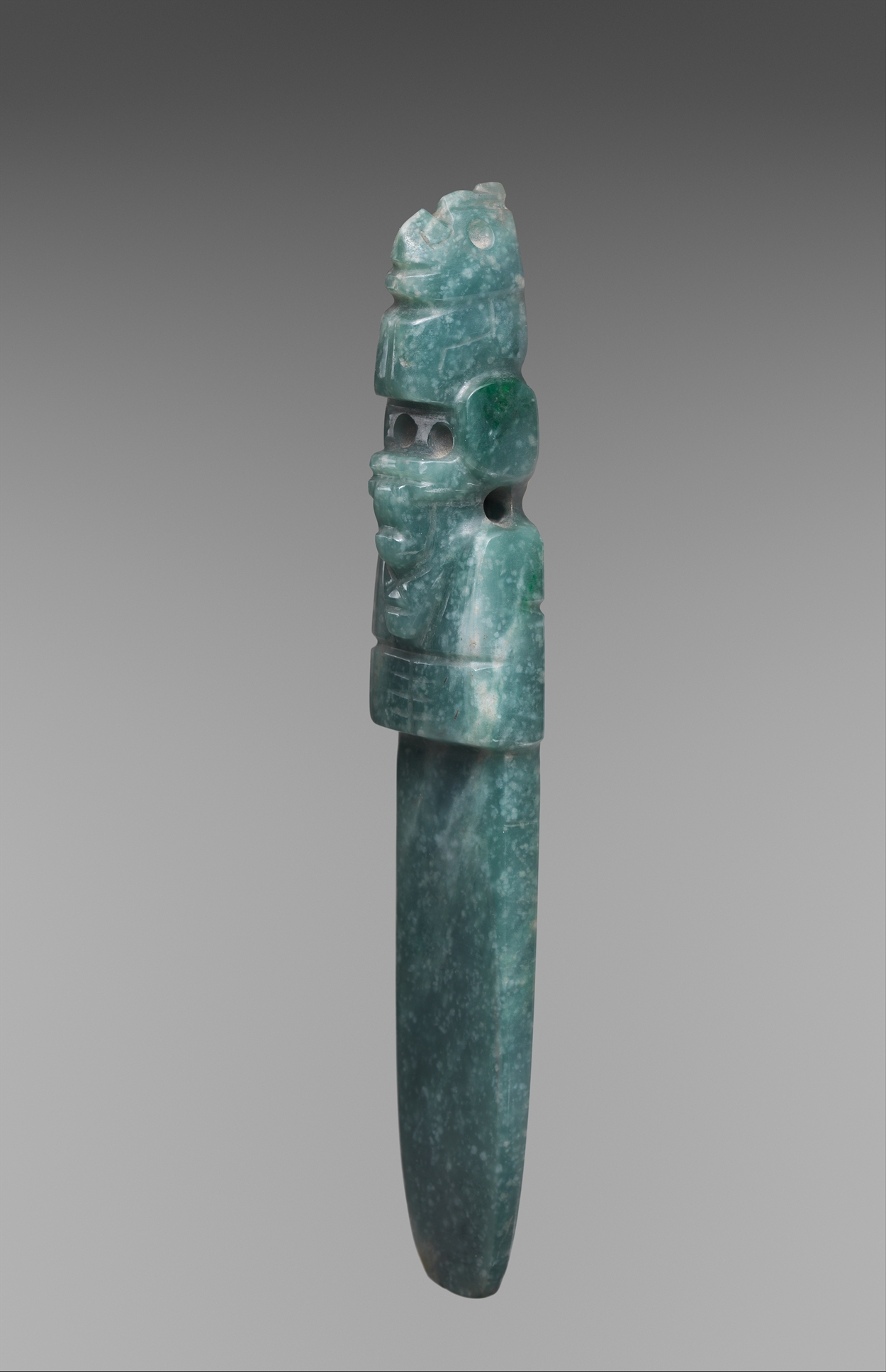 Carved Green Jade Figural Artifact