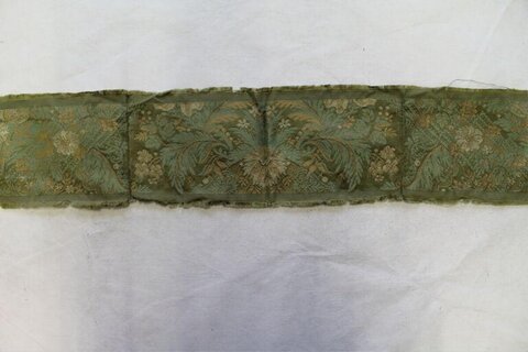 Antique Green Floral Woven Fabric Strip
