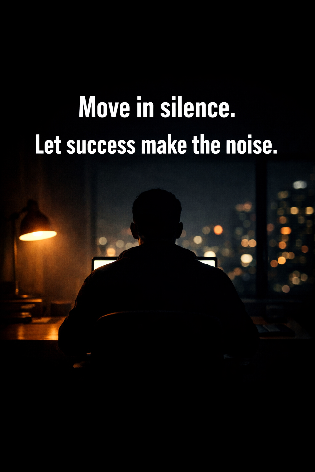 Success Motivational Quote Late Work Scene