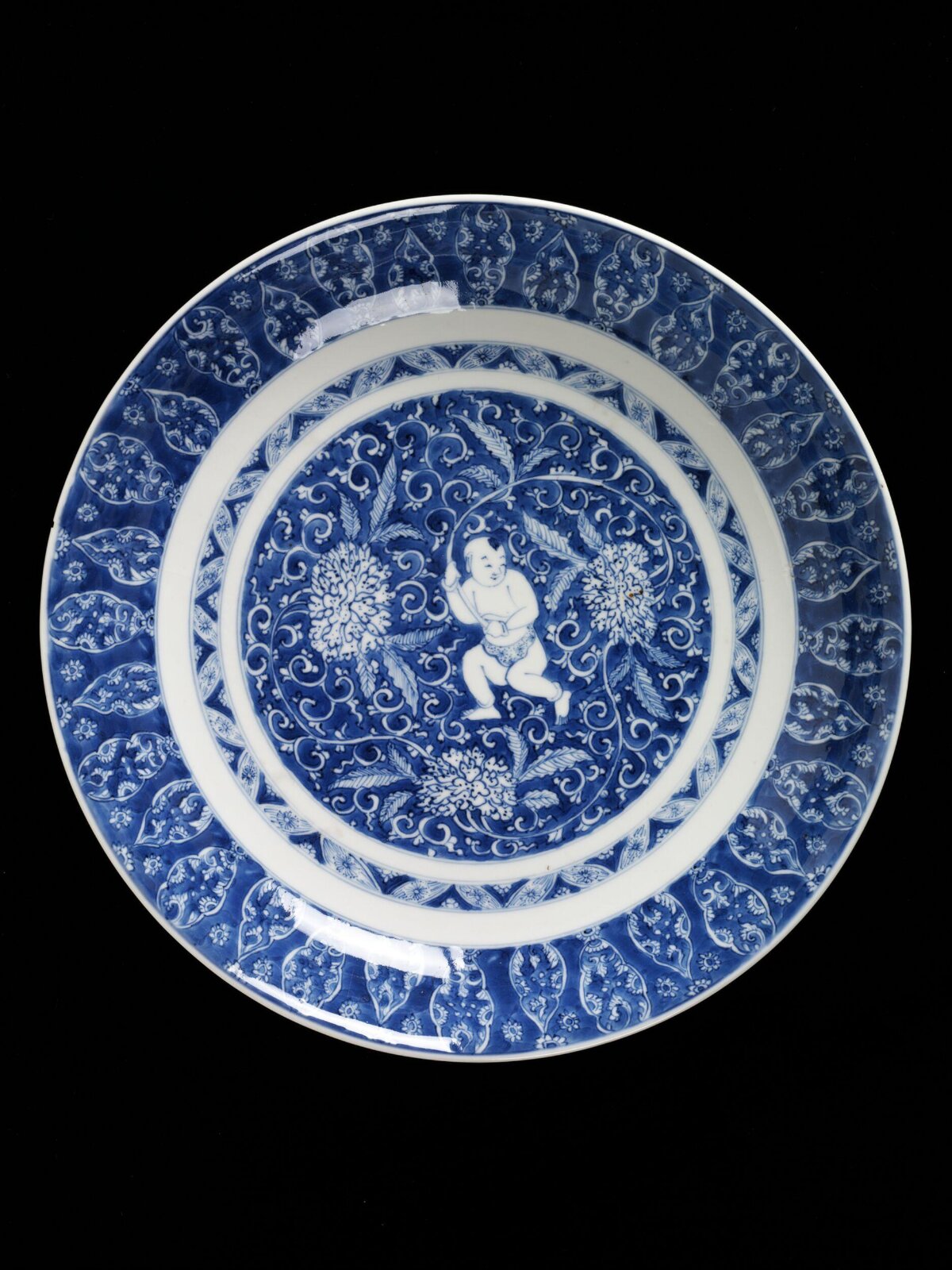 Blue and White Child Pattern Porcelain Plate