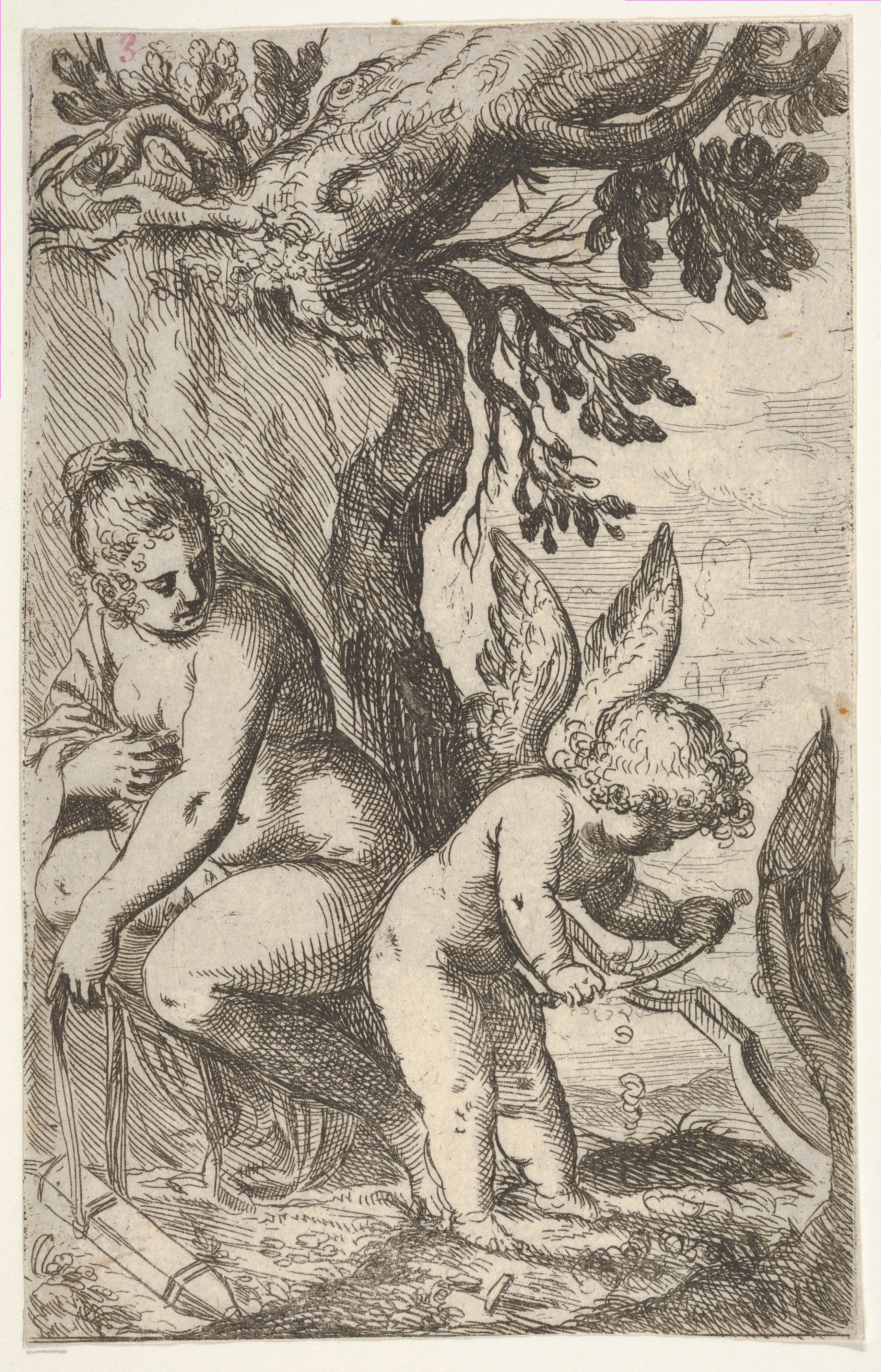 Etching of Venus and Cupid