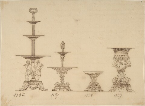 Four Ornamental Table Stand Design Sketches