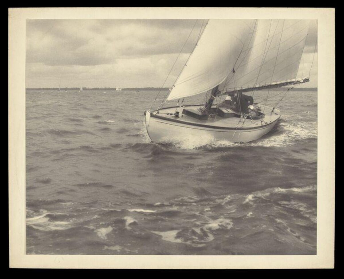 Vintage Sailing Yacht on Open Sea