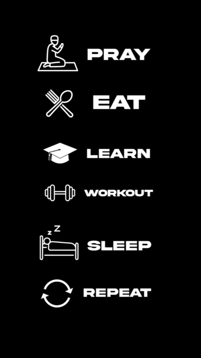 Pray Eat Learn Workout Sleep Repeat Routine