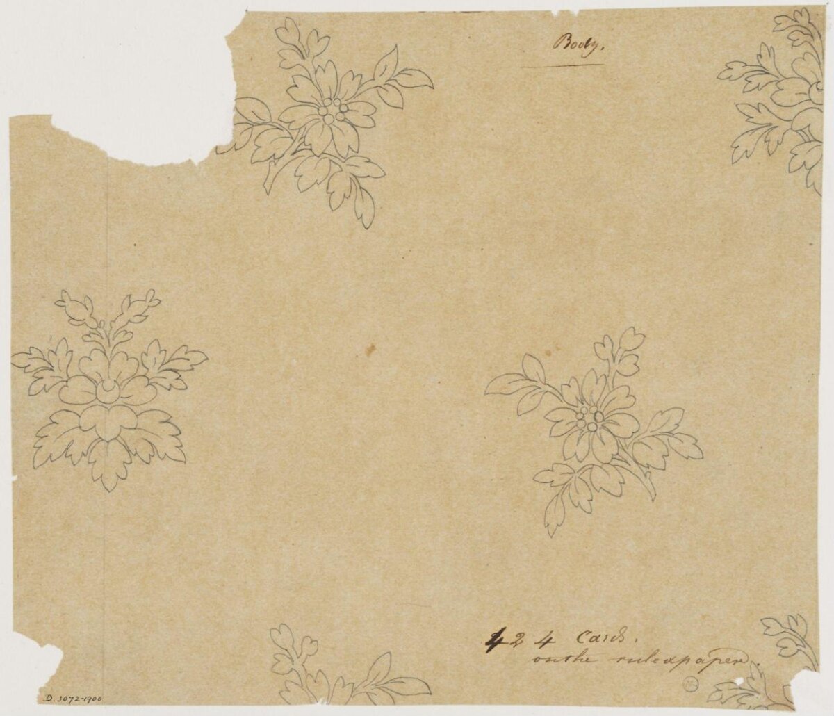 Vintage Floral Design Sketch