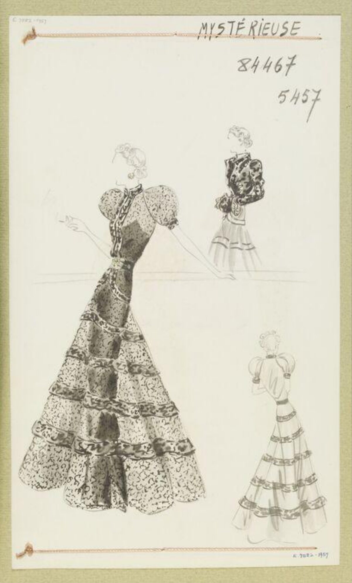Vintage Gown Fashion Design Sketch