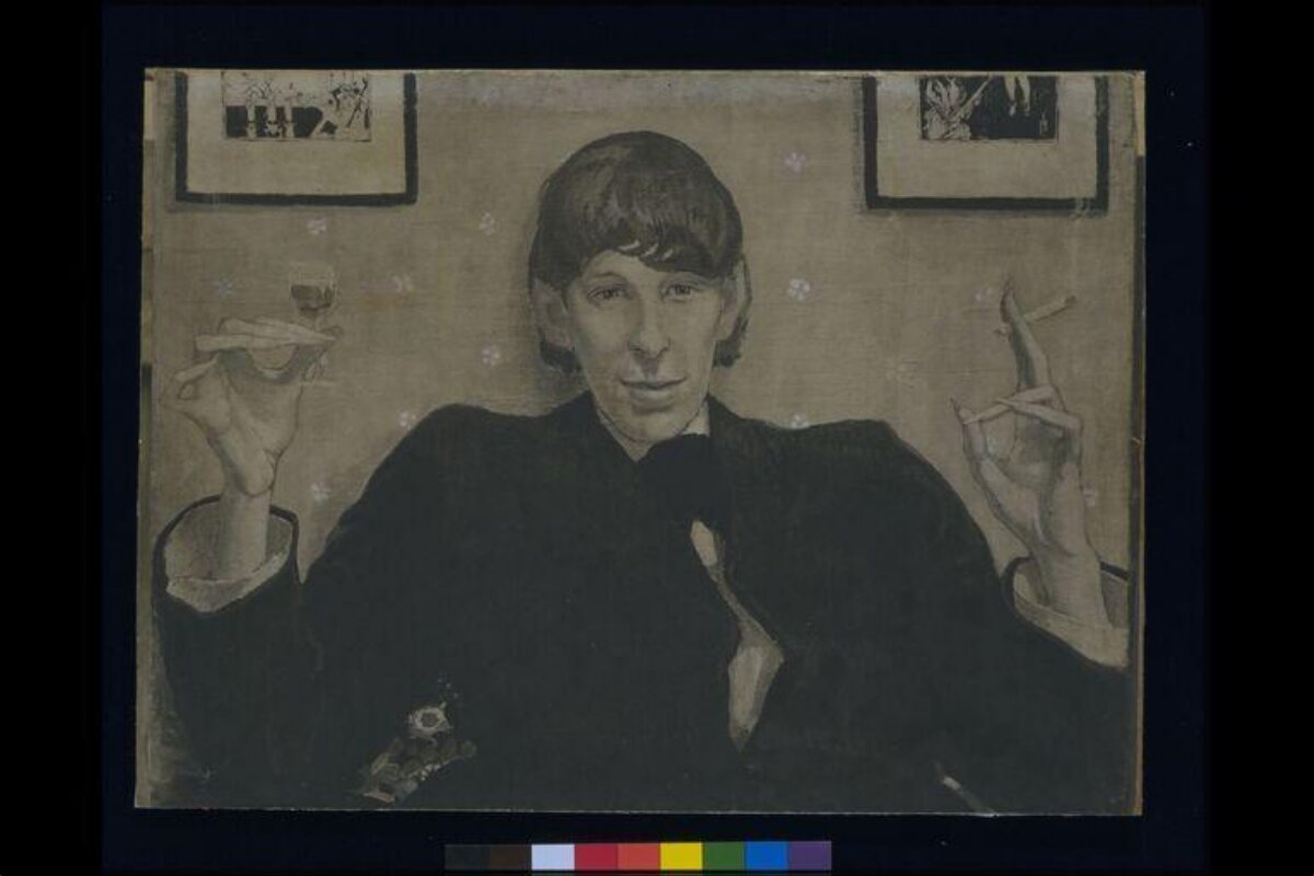 Portrait of Man with Cigarette and Wine