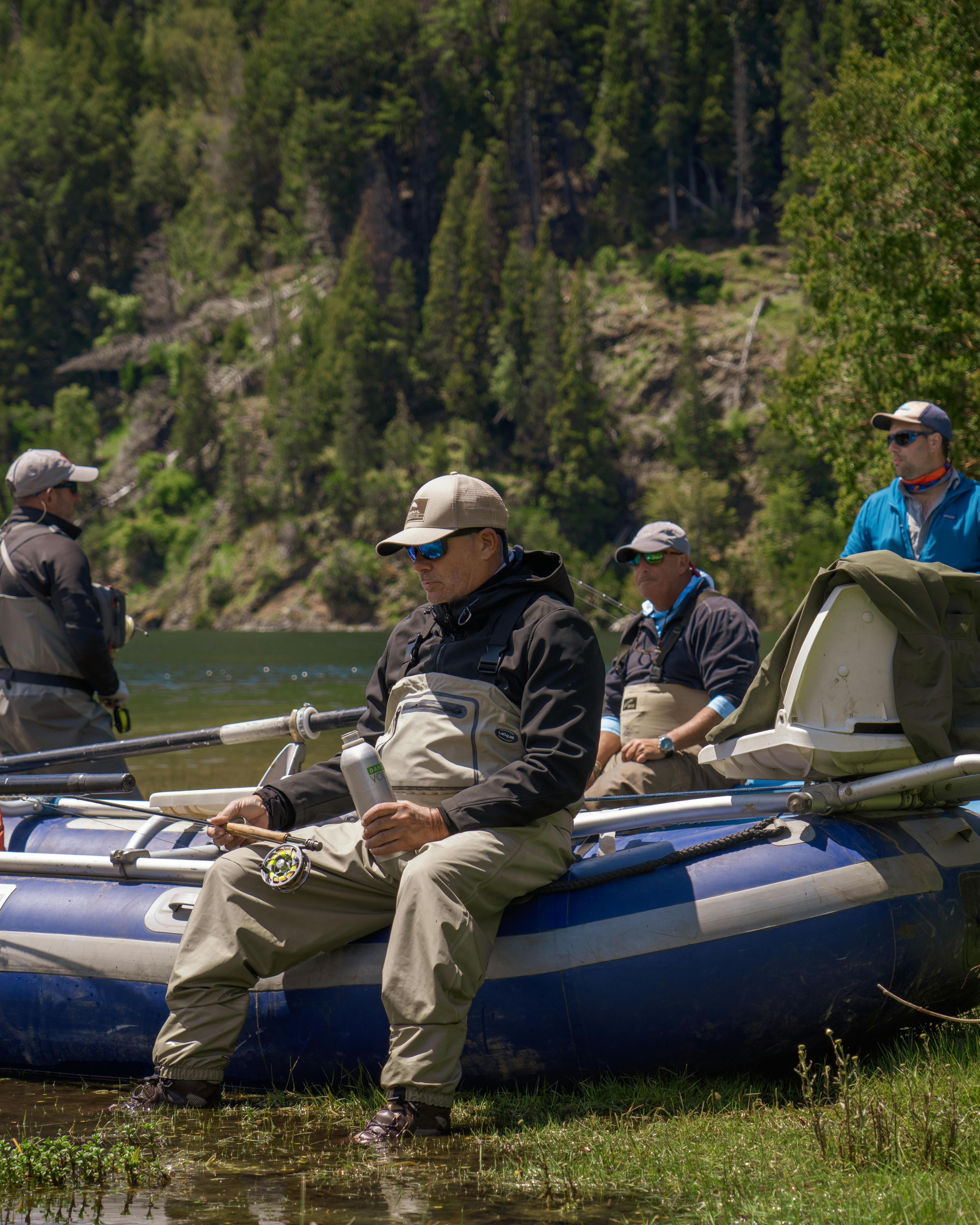 Group of Fly Fishers on River Raft