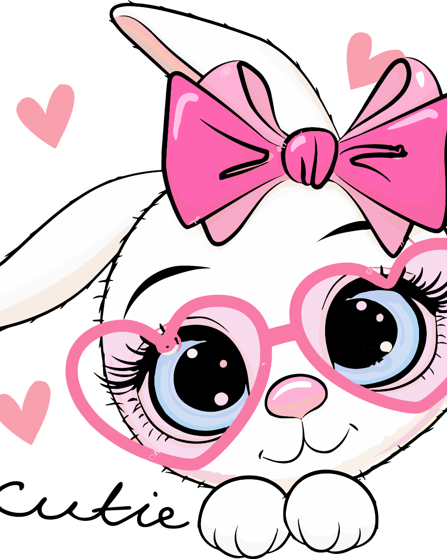 Cute Cartoon White Bunny