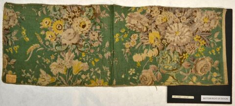Antique Green Floral Textile Sample