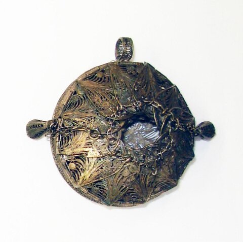 Antique Filigree Circular Metal Pendant