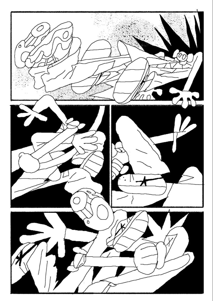 Hand-Drawn Comic Action Fight Panels