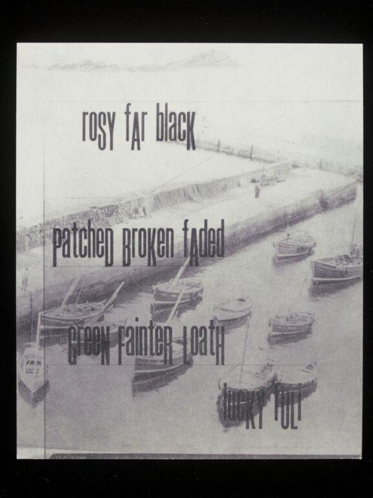 Grayscale Harbor Boats Text Overlay