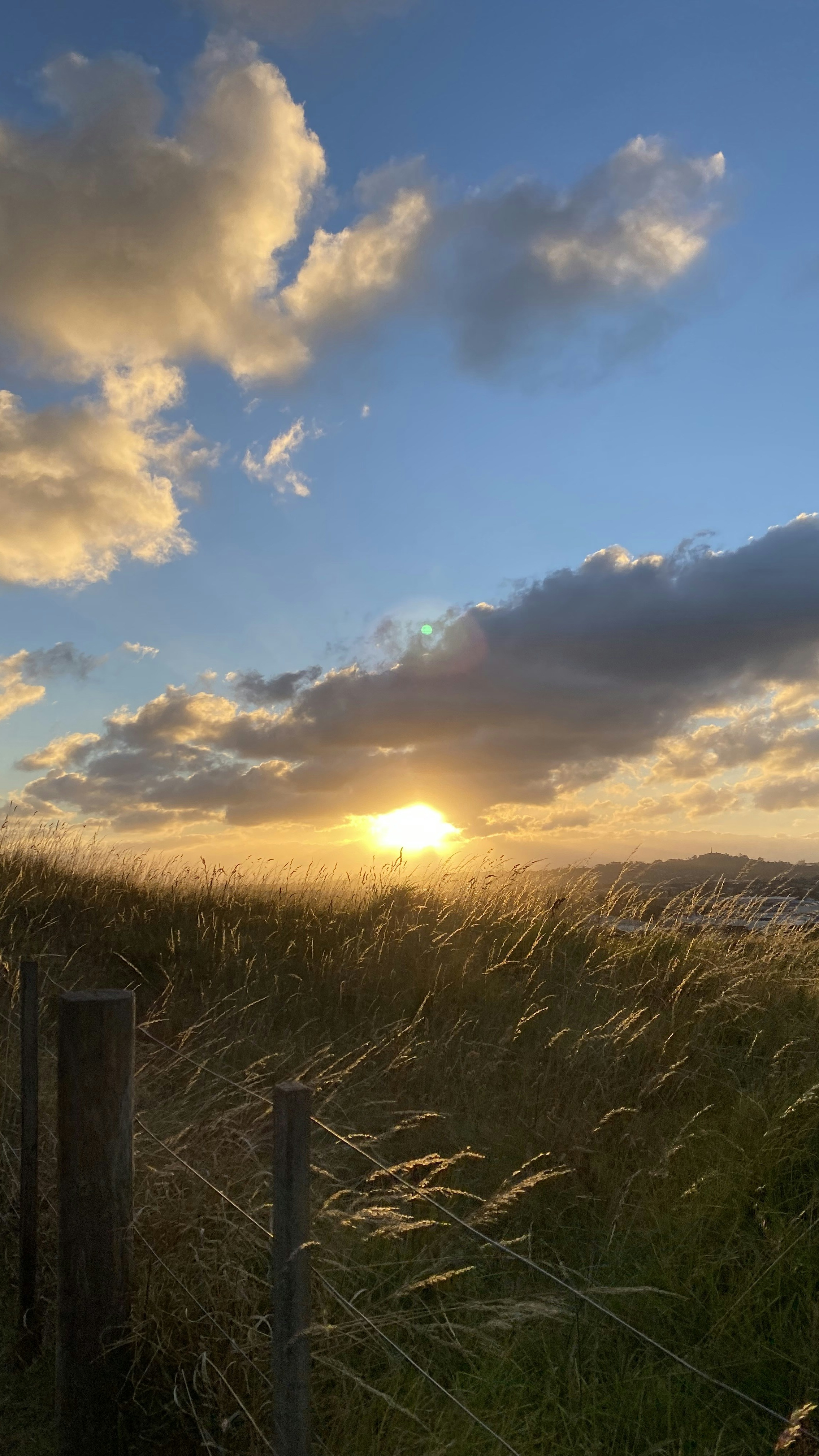 Sunset Over Grassy Country Field