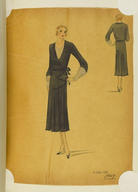 Vintage Day Dress Fashion Sketch