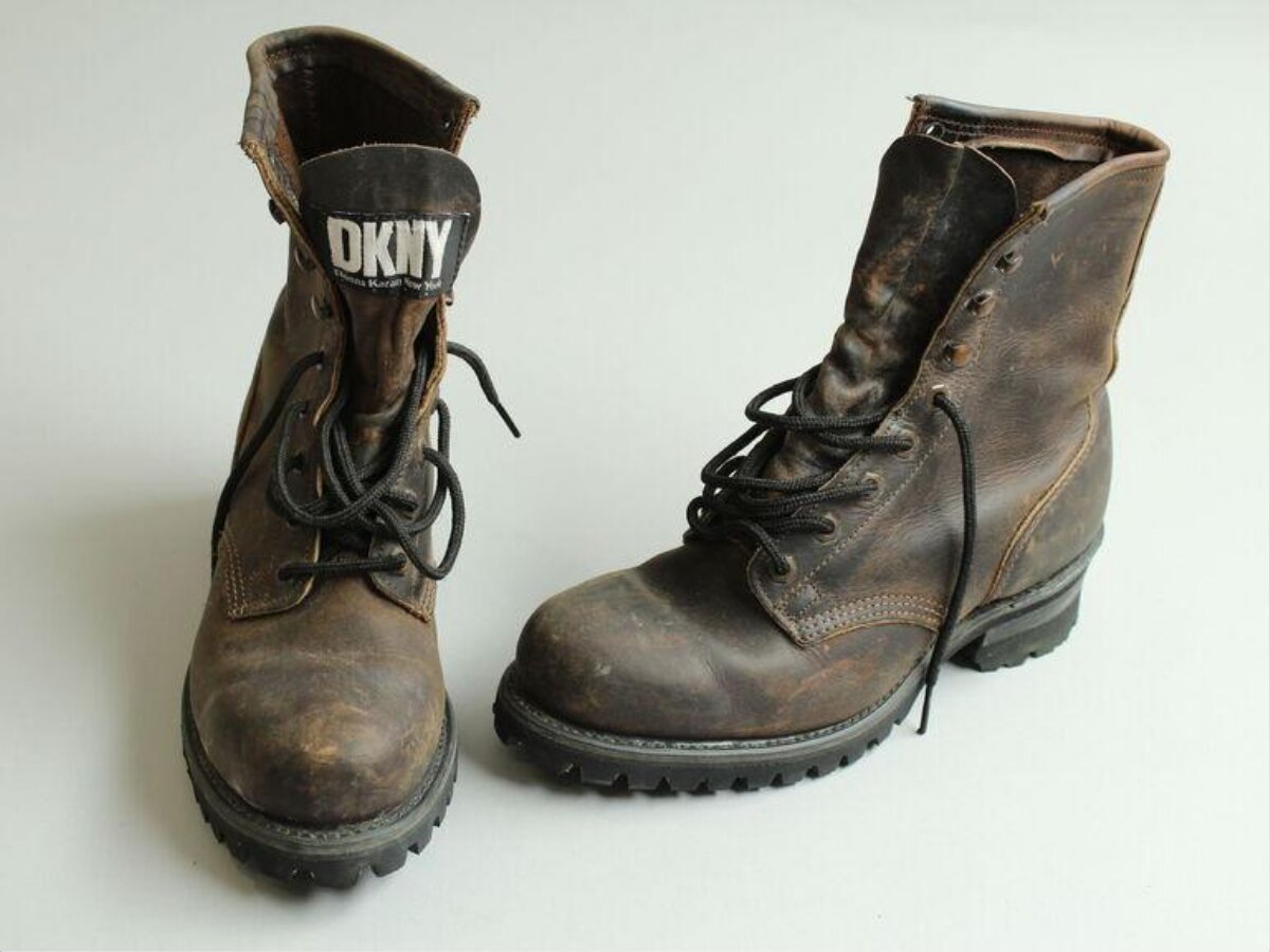 Worn DKNY Brown Leather Boots