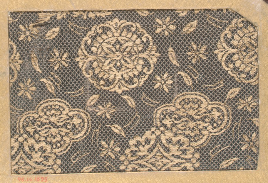 Antique Floral Woven Silk Fragment