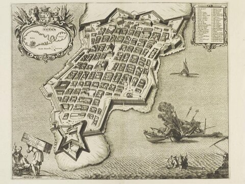 Antique Map of Valletta Malta
