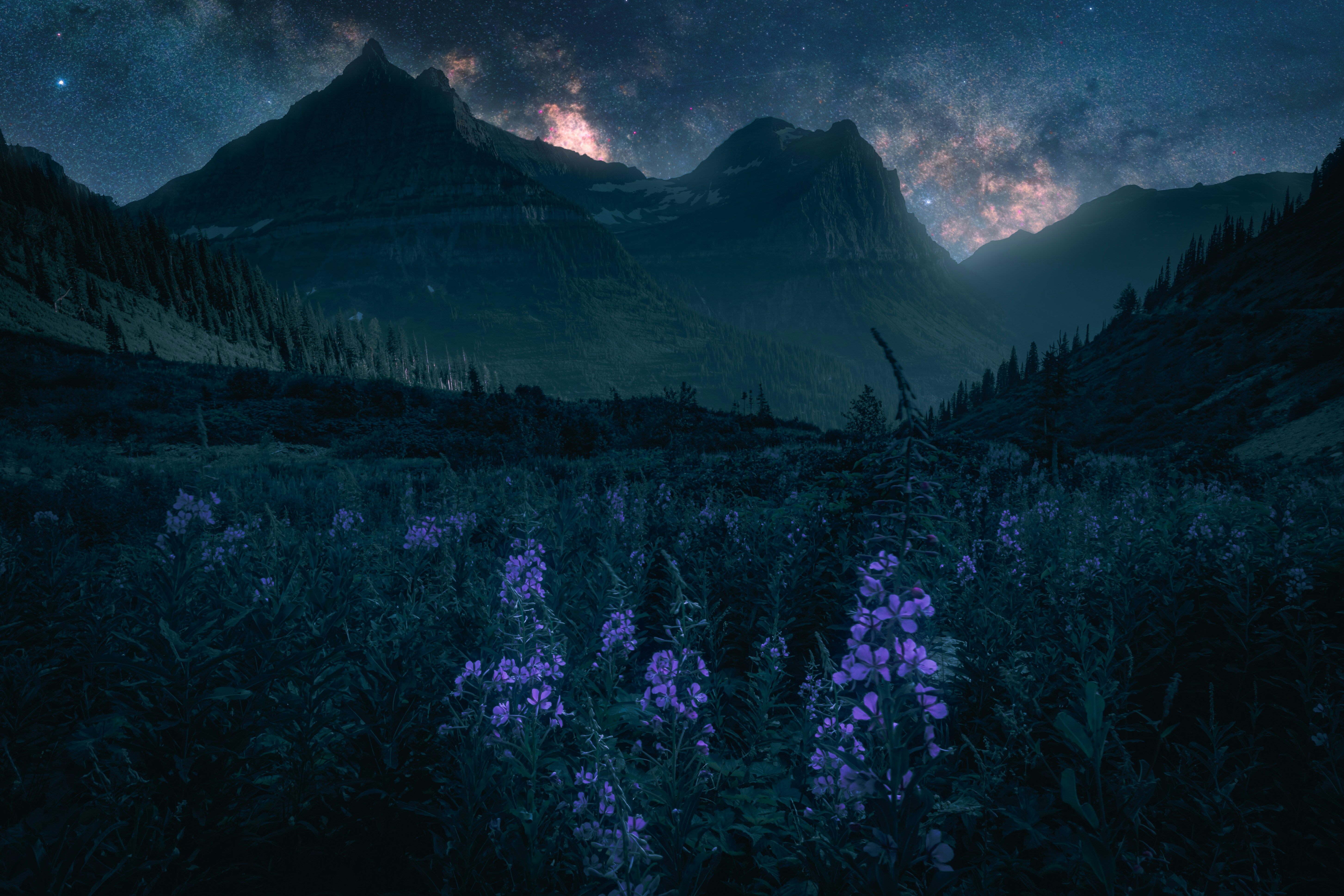 Mountain Valley Starry Night