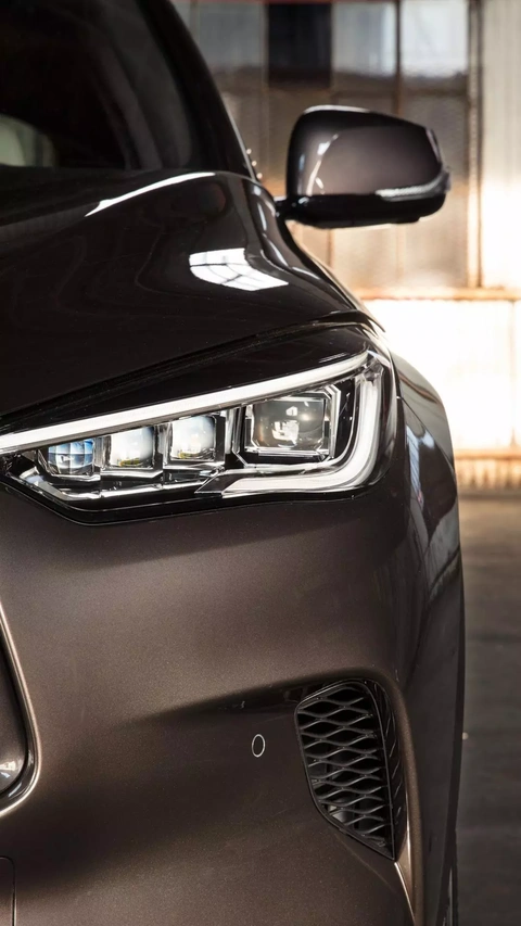Close-Up of Dark Car Headlight