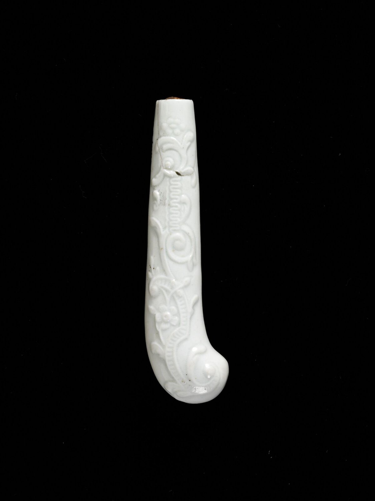 Carved White Porcelain Pipe Handle