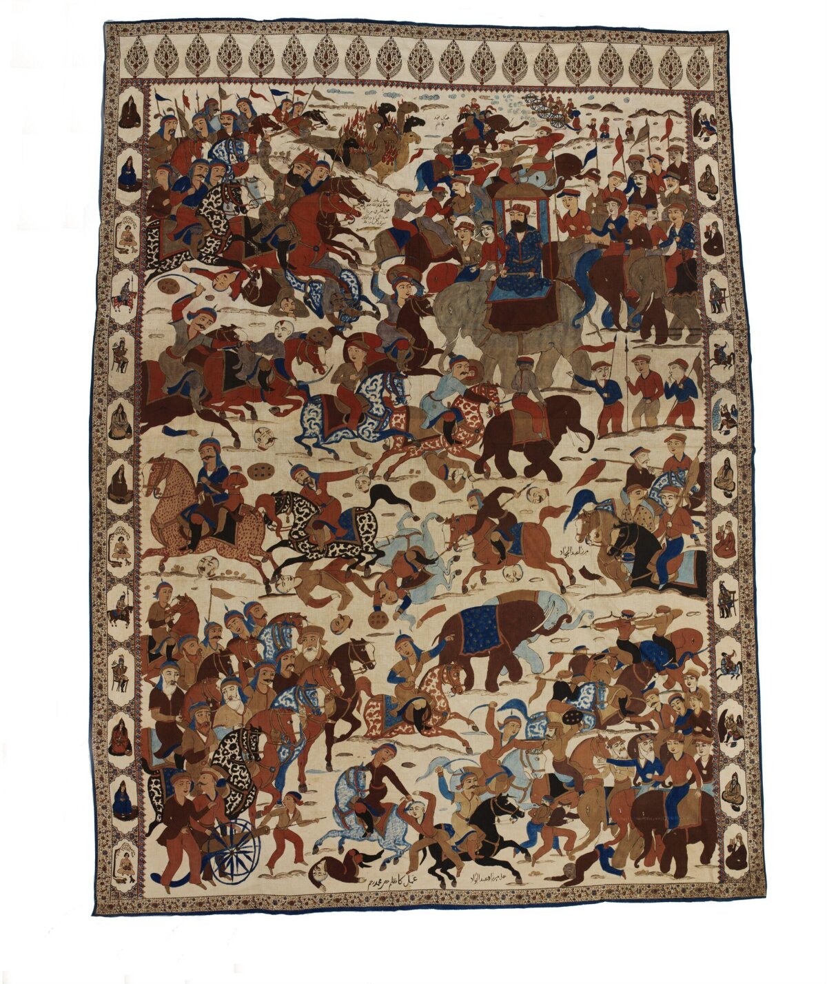 Persian Battle Scene Painted Textile