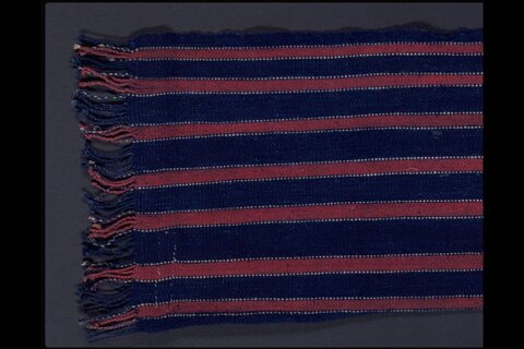 Blue Red Striped Woven Textile Fragment