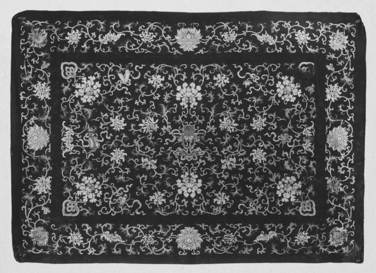 Traditional Chinese Floral Embroidered Textile