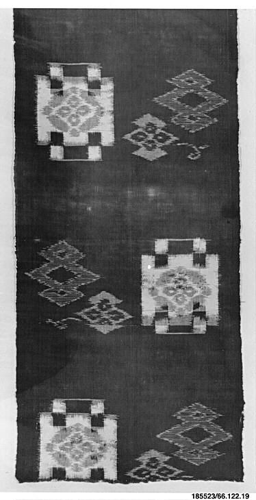 Dark Geometric Pattern Antique Textile Fragment