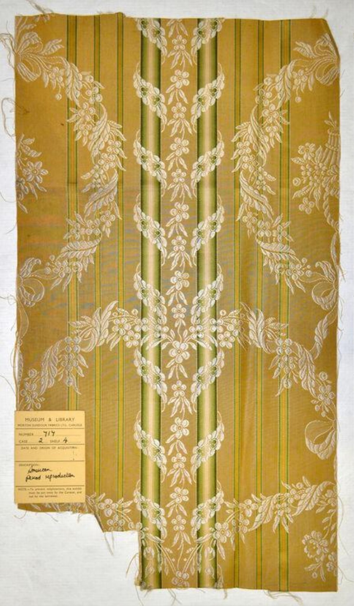 Vintage Striped Floral Fabric Sample