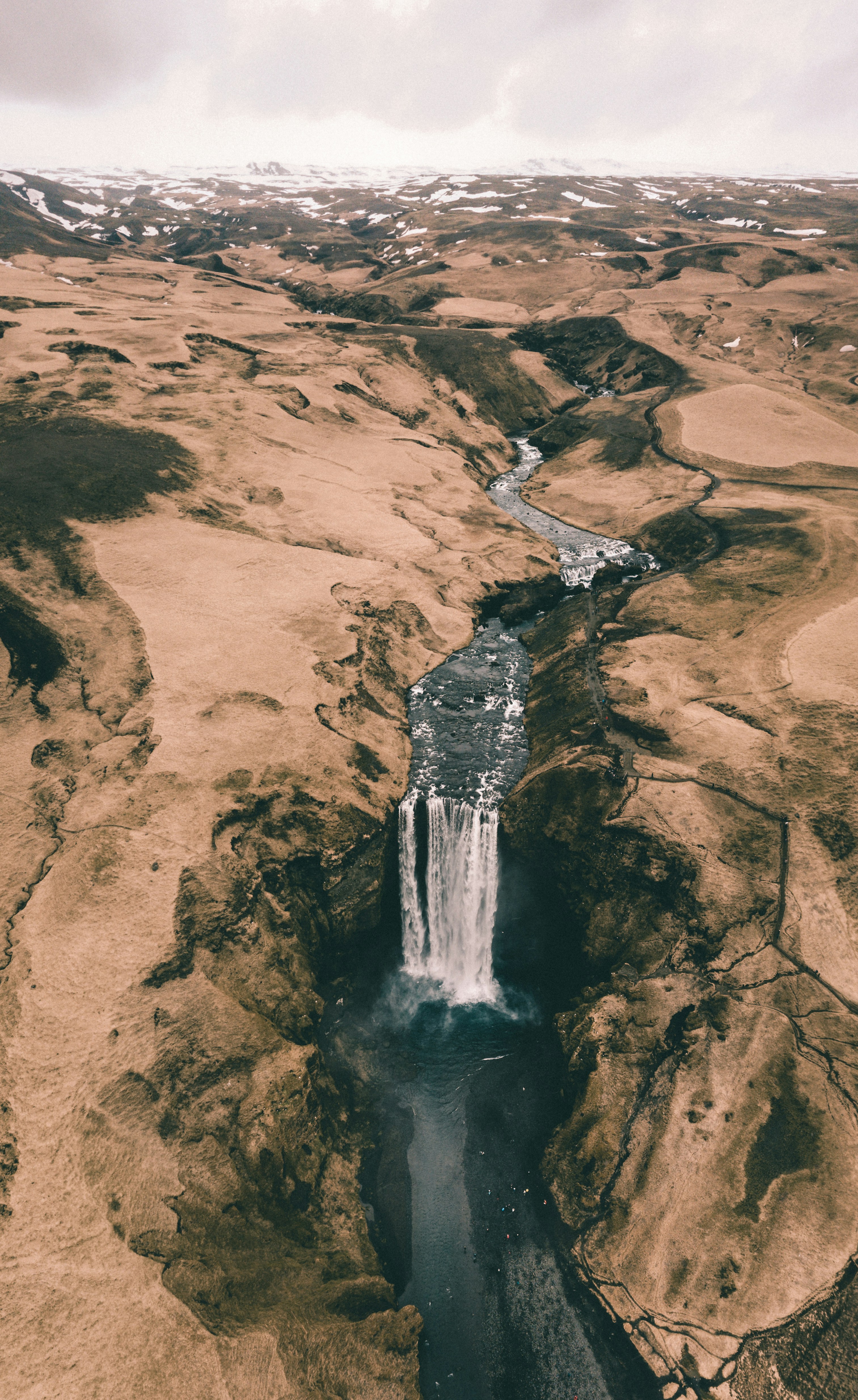 Aerial View of Highland Waterfall