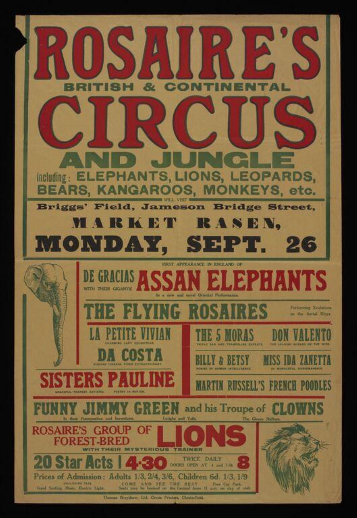 Vintage Rosaire's Circus Poster