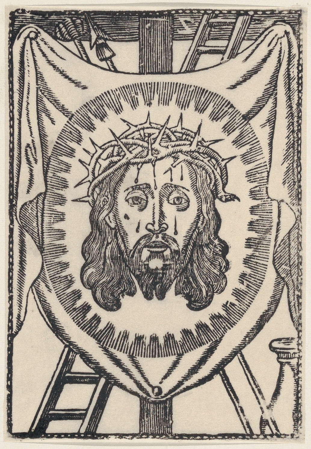 Woodcut of Christ's Face on Veronica Veil