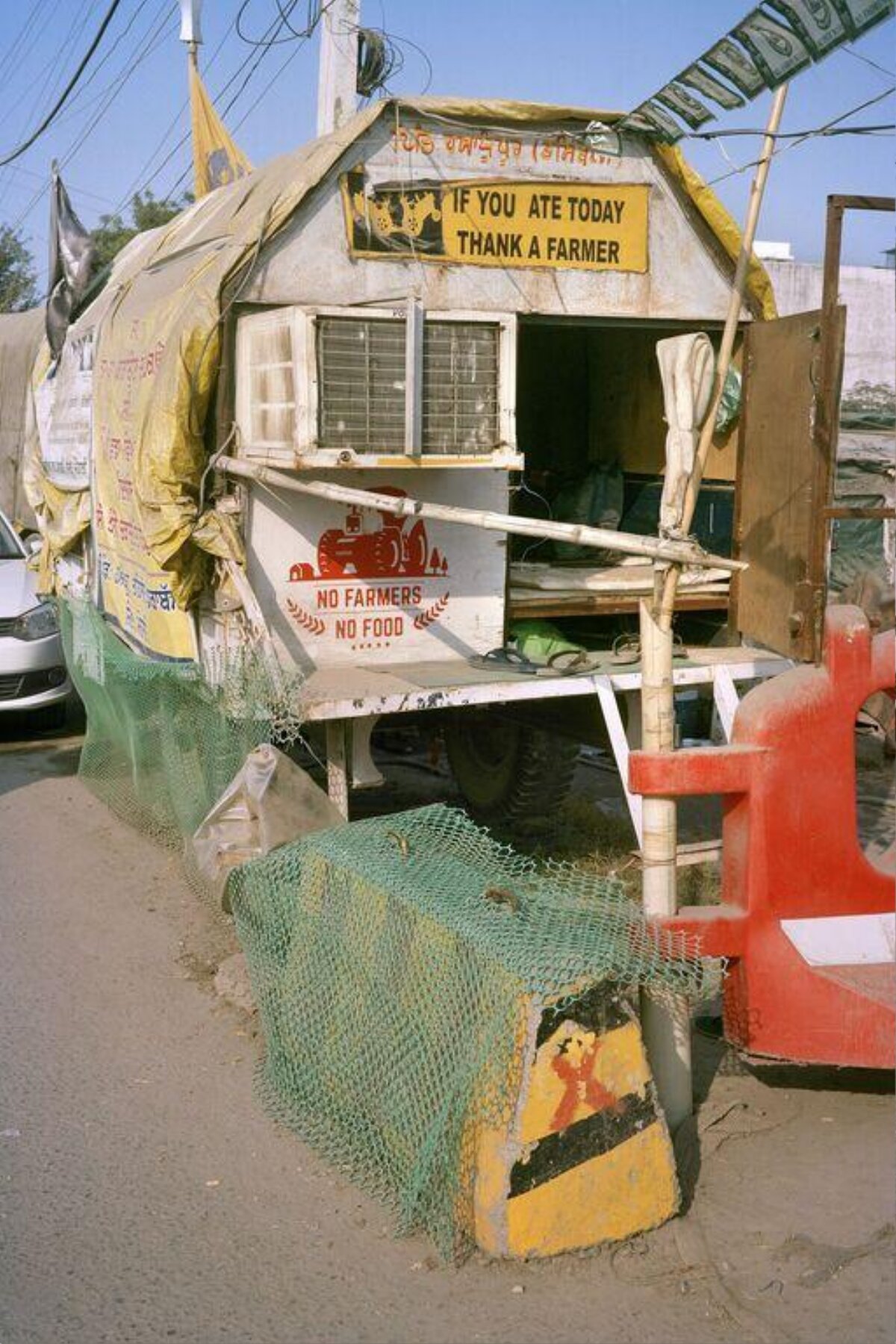 Protesting Farmers' Makeshift Roadside Shelter
