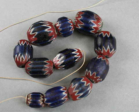 Antique Chevron Glass Bead Strand