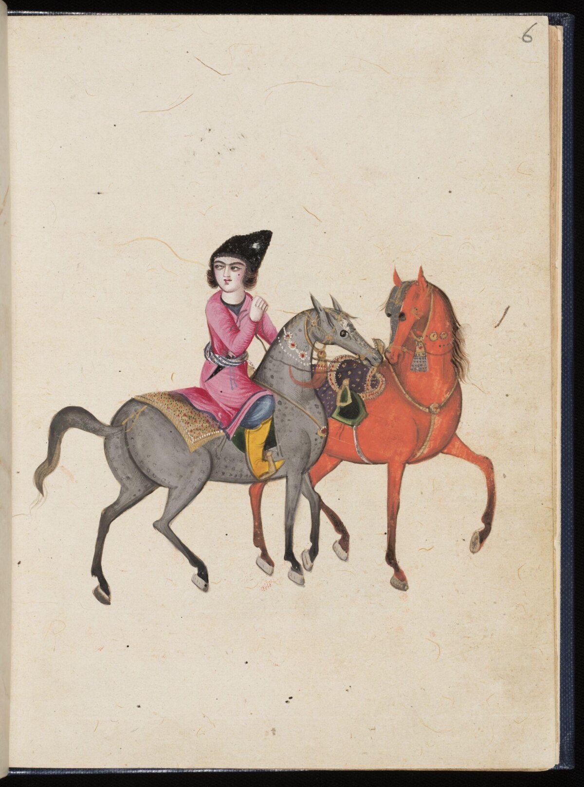 Persian Miniature of Rider and Two Horses