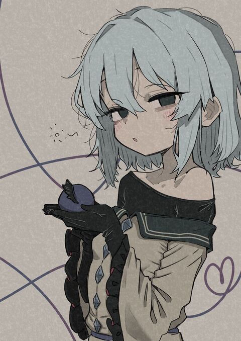Anime Girl Holding Dark Plum