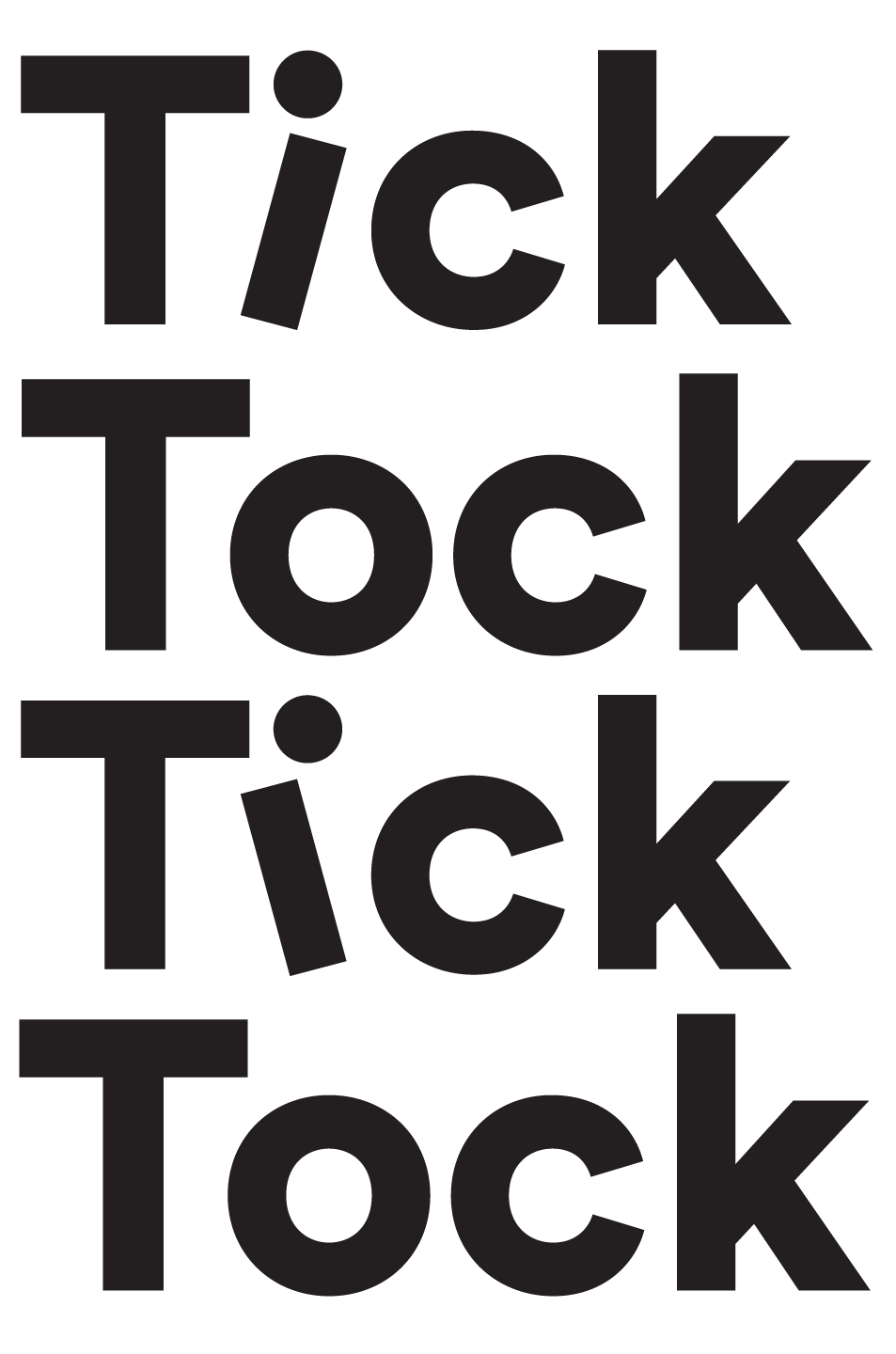 Repeated Tick Tock Text Typography