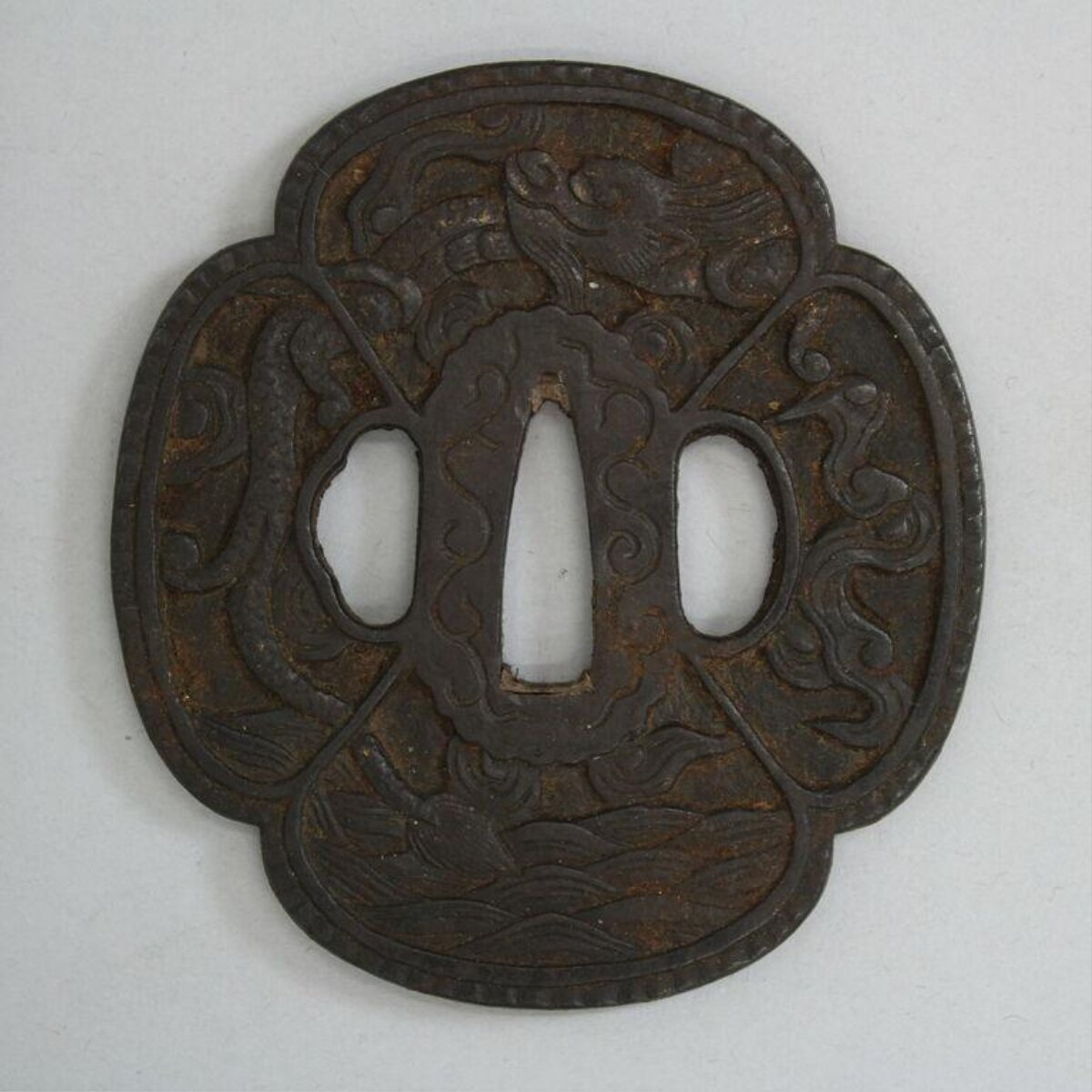 Carved Iron Dragon Sword Tsuba