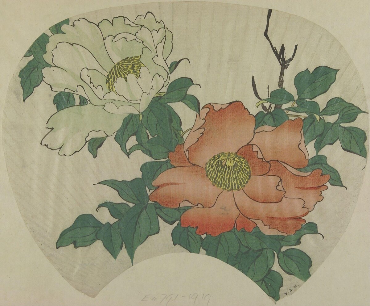 Fan Surface Peony Painting